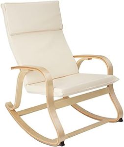 TecTake - Mecedora Roca de Madera de Abedul 150kg, Silla Mecedora, Oscilante, Sillón Ergonómico para Balanceo (Beige)