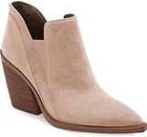 PiePieBuy Ankle Boots for Women Pointed Toe Ankle Booties Stacked Heel V Cut Back Zipper Chelsea Booties, Nude, 8 US