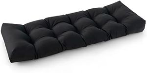 Giantex Outdoor Bench Cushion, 52 x 19.5 Inch Tufted Patio Cushion Pads for Garden Sofa Settee Couch, Thick Loveseat Cushion, Waterproof Patio Furniture Swing Cushion (Black)