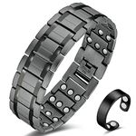 Cigmag Magnetic Bracelet Men Ultra Strength Magnet Titanium Steel Three Row with Adjustable Tool & Gift Box(Grey)