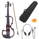 Cecilio CEVN-2NA Ebony Fitted Silent Electric Violin, Style 2, Metallic Mahogany, Size 4/4 (Full Size)