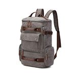 Canvas Backpack, Casual Backpack Unisex Vintage Canvas Rucksack Hiking Backpack Travel Bag Laptop Backpack School Bag Student Bag Satchel Trekking Backpack Camping Bag Grey