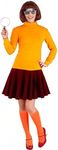 Halloween Adult Costumes for Women Cosplay Classic Movie Characters Costume with Bob Wig, Long Sleeve Turtleneck Tops, Skater Skirt (Orange, Large)