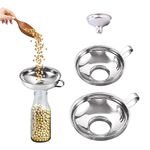 3 stainless steel funnels with handles, namely small wide-mouth funnel, large wide-mouth funnel and small funnel, suitable for filtering kitchen supplies, powder, rice and liquid bottling tools