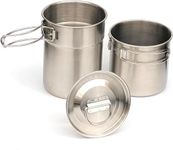 NEAR STOP Camping Pots Camping Cups and Mugs 2Pcs Nesting Cup Stainless Steel Pot