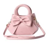 SYGA Women Bow Handheld Shoulder Bag Crossbody Fresh And Sweet Girly Style Small Bucket Bag (Pink)