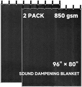 2 Pack Large Sound Dampening Blankets - 96" x 80" Heavy Duty 850GSM Acoustic Blankets for Studio Soundproofing, Noise Reduction in Rooms, Home Theaters | Grommets for Easy Hanging, Light Blocking