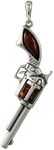 Amber Jewelry for Women - Sterling Silver and Baltic Amber Pistol Gun Revolver Pendant - SKU 053926495177, Includes 925 Sterling Silver Chain - Sterling Silver Jewelry Collection, made in Poland