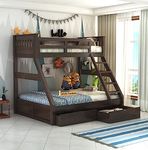 STRATA FURNITURE Sheesham Wood Bunk Bed with 2 Drawer Storage Wooden Double Bed Furniture for Bedroom Home (Walnut Finish)