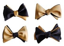 Knot Theory Classic Bow Tie in Black, White, Gold, Red, Purple ★ Self Tie Butterfly, Diamond Point, Bat Wing, Black/Gold, One Size