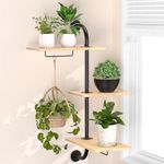 Window Plant Shelves， YUOROS 3-Tier Rotating Plant Shelf Stand, Indoor Metal Wall Plant Holder with Hanger