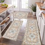 Pauwer Farmhouse Kitchen Rugs Sets of 3, Kitchen Runner Rugs Non Slip Washable, Boho Kitchen Mats for Floor, Indoor Door Mat Entrance, Laundry Room Rug, Thick Kitchen Floor Mat Carpet