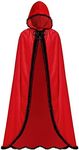 Tarpop Halloween Costume Cape Hooded Red Velvet Cloak Riding Hood Cape Velvet Cloak with Hood for Women Christmas Costume