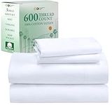 California Design Den Luxury Twin XL Sheet Set - 100% Cotton, 600 Thread Count Deep Pocket XL Twin Sheets, Soft Hotel-Quality Bedding with Sateen Weave - Bright White