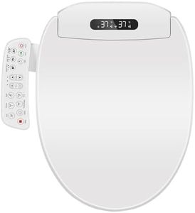 Smart Electric Bidet Toilet Seat Elongated with Heated Toilet Seat, Warm Air Dryer, Oscillating and Pulsating Spray Wash, Stainless Steel Self-Clean Nozzle, Silent ECO Child Mode