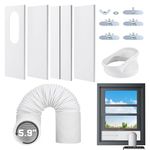 Kesfitt Portable Air Conditioner Window Vent Kit with 5.9'' Exhaust Hose,Upgraded Seamless Adjustable Sliding Door AC Kit with Coupler,Window Seal Kit for Sliding Vertical & Horizontal Window