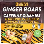 Ginger Roars - Caffeine Ginger Chews - 36 Caffeine Candies Each 33mg Caffeine with a Delicious Natural Honey Ginger Flavour & Fiery hint. Plant Based Energy Shots, a Vegan Healthy Snack for Adults.