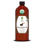 USDA Certified Black Cumin Seed Oil 32 Oz GURANTEED 100% ORGANIC, Pure & Natural, Hexane Free, Non-GMO, Premium Therapeutic Grade Oil GLASS BOTTLE for Aromatherapy, Skin & Hair Care :SVA Organics