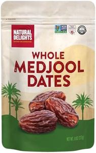 Natural Delights Medjool Dates – Large & Plump Non-GMO Verified, Good Source of Fiber, Naturally Sweet Fruit Snack, Perfect for On-the-Go - Medjool Dates Whole, 8 oz Container