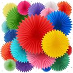 Avoseta Paper Fans - 20 Piece Set - Party Decorations (Assorted Sizes, Multicolor)