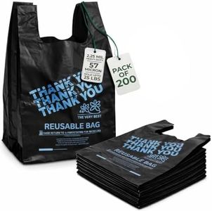 Thank You Plastic Grocery Bags 12"x7"x22" – Heavy Duty 2.25 Mil Reusable Shopping Bags with Handles, Thick 55 Mic LDPE T-Shirt Bags, Holds 25 lbs, 200 Count Bulk for Retail, Restaurants & Grocery Use