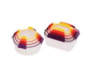 Joseph Joseph Nest Lock Food Containers, 8 Piece Lunch Box & Meal Prep Set Reusable, Airtight Plastic Food Containers with Lids, Multi-Size Set Storage