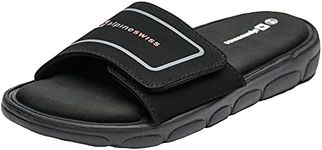 Alpine Swiss Gabe Mens Memory Foam Slide Sandals Adjustable Comfort Athletic Slide Black 10 M US