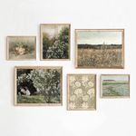 Vintage Farmhouse Wall Art Decor French Country Wall Art Landscape Flower Canvas Pictures Antique Vintage Prints Painting Botanical Farmhouse Poster Artwork for Bedroom 8x10 Inch Unframed Set of 6