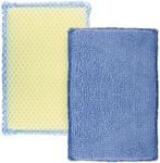 Lola Products Microfiber Terry & Nylon Net Sponge Scrubber Pad, 5” X 3.5” X .625”, Non Scratch 2-Way Cleaning, Gently Scrubs & Wipes Clean, 2 Pack