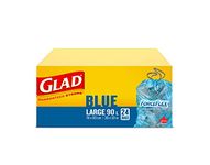 Glad Blue Recycling Bags - Large 90 Litres - ForceFlex, Drawstring, 24 Trash Bags, Made in Canada of Global Components