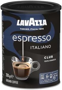 Lavazza, Espresso Club, Café Molido Natural, Ideal para Cafetera Italiana, de Filtro y Francesa, con Notas Aromáticas de Frutos Secos, 100% Arábica, Tueste Medio, 1 Lata de 250 g