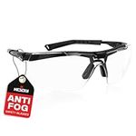 NoCry Anti Fog Safety Glasses for Work with “Floating” Clear Lenses, Airsoft Glasses with Anti Scratch Coating, SoftPad Adaptive Frames; UVA and UVB Protection; Squash Glasses & Clear Cycling Glasses