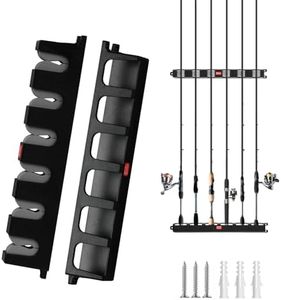 Simple Deluxe Vertical Fishing Rod Holders Wall-Mounted – Simple Deluxe Fishing Rod Rack, Fishing Pole Holder & Rack, Fishing Pole Holders Up to 6 Rods or Combos in 13.6 ", 1 Pair Grey