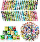 Mario Slap Bracelets, 88Pcs Mario Party Favors include 38Pcs Slap Bracelets and 50Pcs Stickers,Mario Birthday Party Supplies for School Prizes,Classroom Rewards,Goodie Bags Stuffers,Pinata Fillers