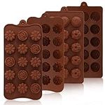 FUGZAUD 4 Pack Flower Shape Silicone Chocolate Molds,15-Cavities Food Grade Silicone Candy Molds Non-Stick Chocolate Mold Baking Molds for Cake Toppers,Ice Cubes,Jello for Wedding Party