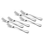 fnS Victoria Food Grade Safe Stainless Steel Round Handle Dinner Fork -Set of 6 Forks for Dining Table, Home and Kitchen