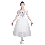 FEESHOW Women Girls Swan Lake Ballet Dance Costume Princess Ballet Tulle Dress Dancewear, White, Small