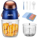 Plodon Baby Food Maker Mini Cute and Small Food Processor Puree Blender Grinder Chopper with 2 Glass Bowl(0.6L+0.3L) 8 Blades Electric (Without Battery) -2 Bowls