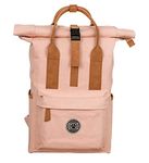 PUGMARK Roll Top Backpack Lightweight Sturdy Waterproof vegan Leather Urban Laptop Weekend Waxed Canvas Rucksack Student Everyday Bag (Pink)