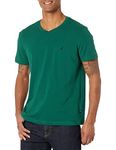 Nautica Men's Short Sleeve Solid Slim Fit V-Neck T-Shirt, Pine Green, Large