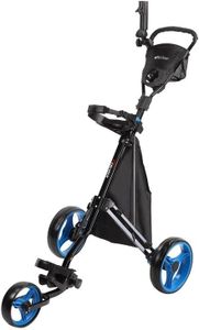 Precise Cruiser 3-Wheel Golf Push Cart with Stabilizer Rods, Ergonomic Handle & Step-On Brake | Golf Bag Cart with Detachable Storage Bag, Scorecard Holder, Lightweight Foldable Frame