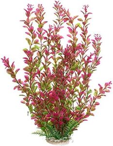 Mayitr 18" Plastic Water Plant for Aquarium Fish Tank Ornament, Rhodo Red