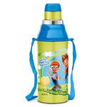 MILTON Kool Steelight 400 Kids Plastic Insulated Water Bottle with Straw, 404 ml, Sipper Bottle, Leak Proof, BPA Free, Food Grade, School & Picnic Bottle, Green