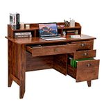 Safeplus SAFEPLUS 48" Computer Desk with 4 Storage Drawers and Hutch Wood Executive Table for PC Laptop, PSDSCF-01