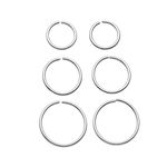 JSDDE 6pcs 20G Stainless Steel Nose Ring Hoop Septum Lip Tragus Earring Cartilage Helix Piercing 6mm-10mm Silver