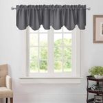 Aquazolax Window Scalloped Valances for Bedroom Thermal Insulated Solid Blackout Curtains Scalloped Valances for Kitchen, 52 x 18 inches, Grey, 1 Panel