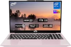 NIMO 15.6'' FHD IPS Student Laptop, 16GB RAM 1TB SSD, Intel Pentium Quad-Core N100(Beat to i3 1115G4, Up to 3.4GHz), 2 Years Warranty, Fingerprint, Backlit Keyboard, Wi-Fi 6，Win 11, Rose Gold