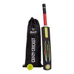 Ram Cricket Crazy Cricket Bat and Ball Set - Durable Plastic Construction with Powerful Hitting Zone – Available in Sizes 6, 4, 2, 0 & Embossed Seamed Softee ball Suitable for Garden, Beach or Park