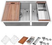 Ruvati 36-inch Workstation 60/40 Double Bowl Undermount 16 Gauge Stainless Steel Kitchen Sink - RVH8359