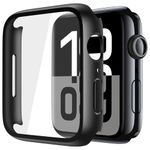 Piuellia 2 Pack Rigid PC Case with Tempered Glass for Apple Watch Series 10 (2024) 46mm, Scratch Resistant Lightweight Screen Protector Cover for iWatch, 2 Textured Black